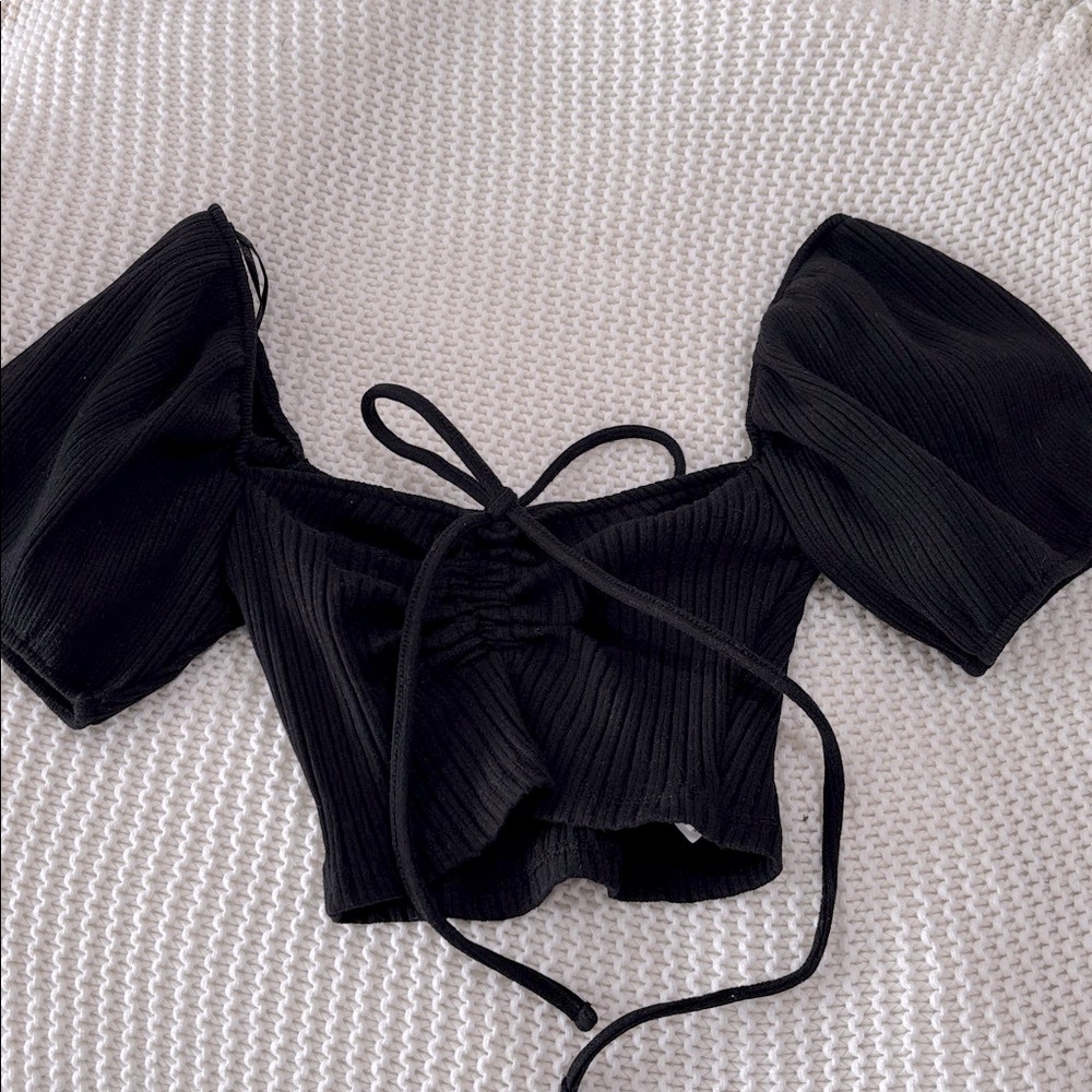 Zara Black Puff Sleeve Blouse